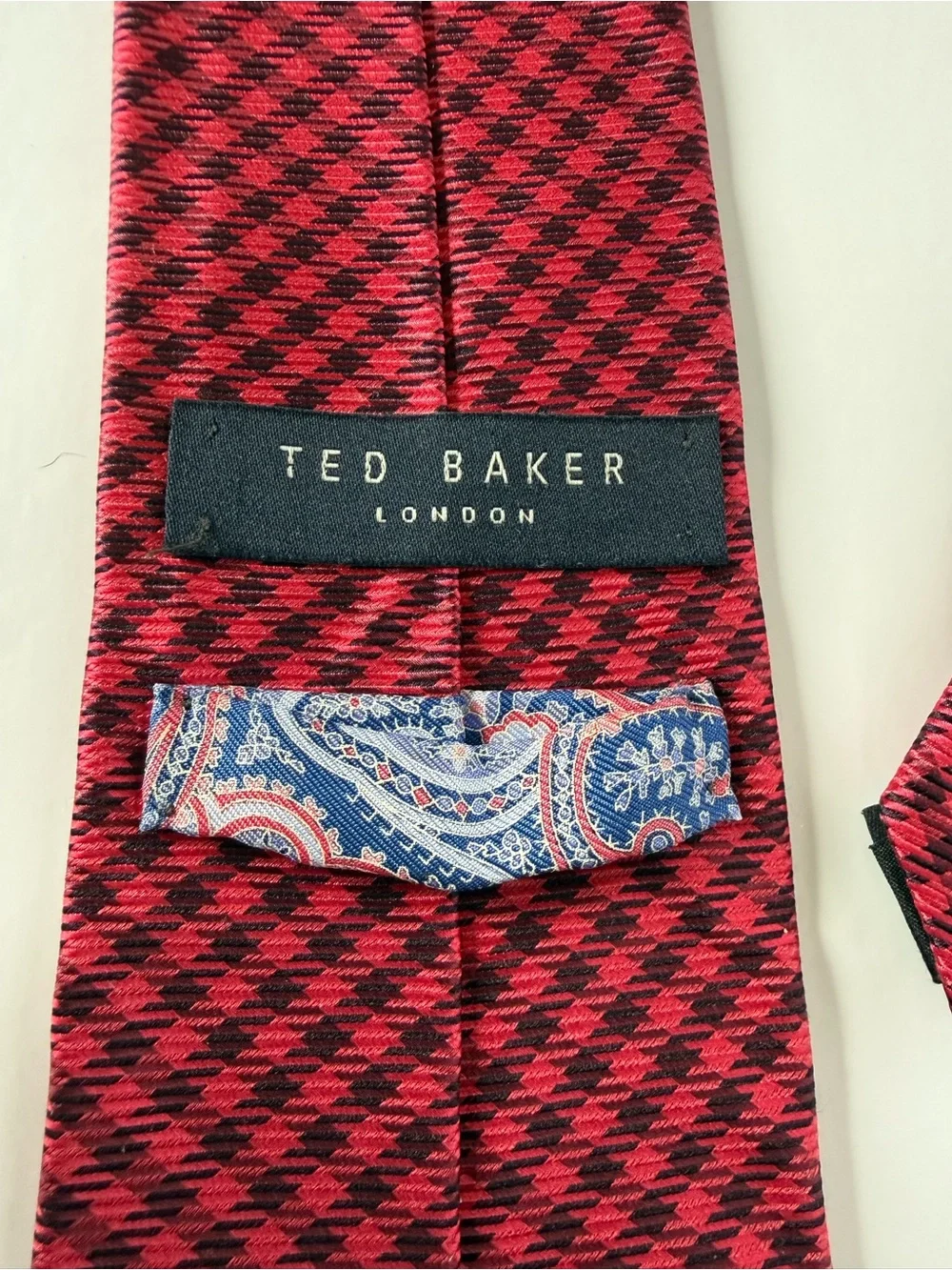 Ted Baker Men's Red Black Patterned Silk Tie